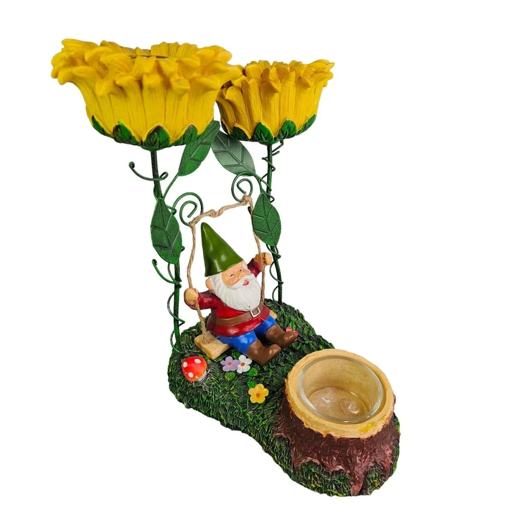 Yankee Candle‎ Gnome Swing Sunflower Tea Light Candle Holder Home Decor READ